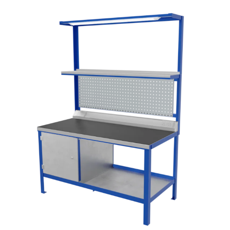 Heavy-Duty Steel Workbench | Fully Loaded Edition (Rubber on Steel Top)