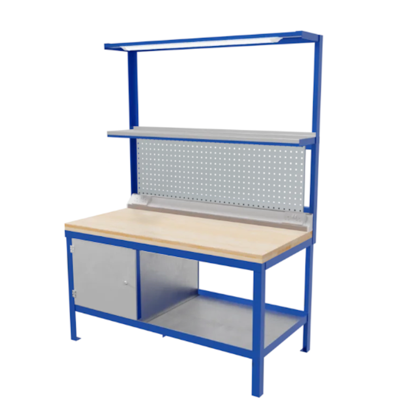 Heavy-Duty Steel Workbench | Fully Loaded Edition (45mm Wooden Top)