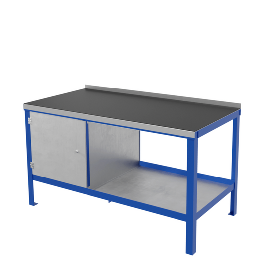 Heavy Duty Workbench with Black Rubber on Steel Worktop