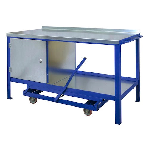 Jas Engineering Heavy Duty Mobile Steel Workbench - Galvanised Steel Top (450kg / 1000kg Capacity)