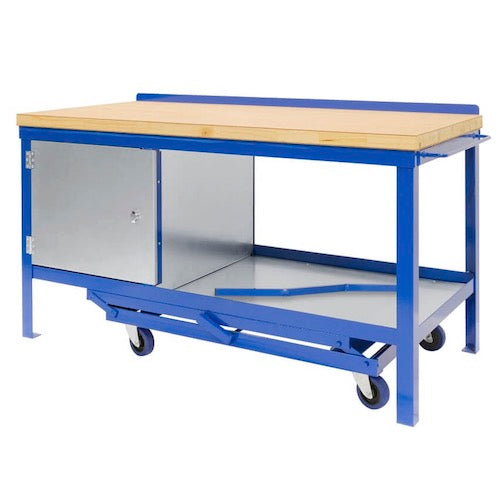 Jas Engineering Heavy Duty Mobile Steel Workbench - 45mm Solid Wood Top (450kg / 1000kg Capacity)