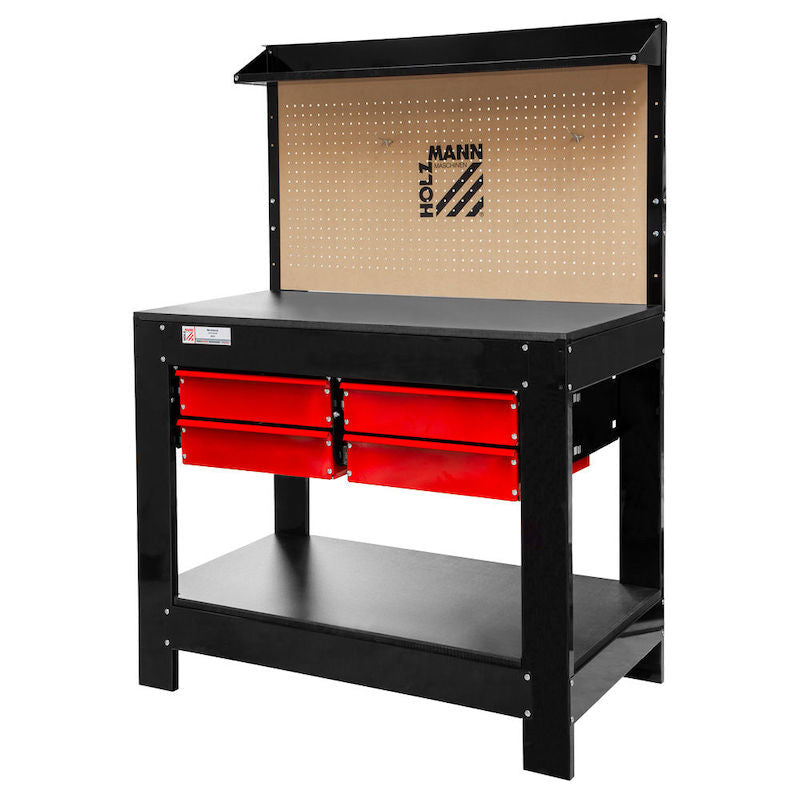 Holzmann WT37 Heavy Duty 4-Drawer Workshop Workbench with Pegboard