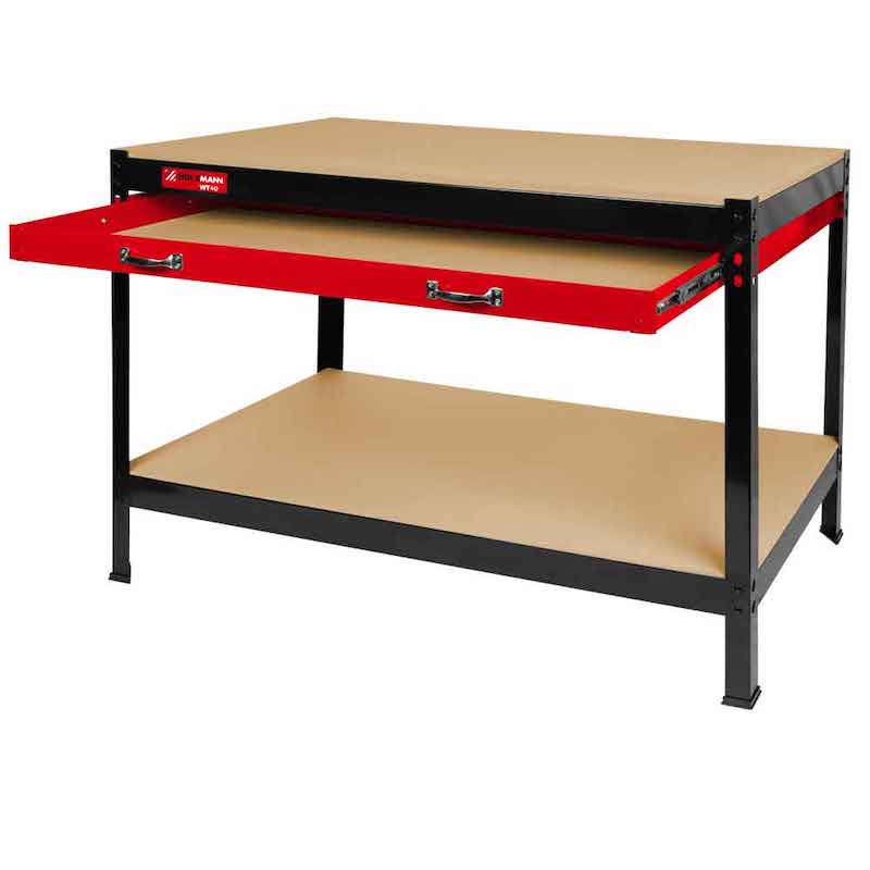 Holzmann WT40 Heavy Duty Workshop Workbench with 2 Drawers & Storage Shelf